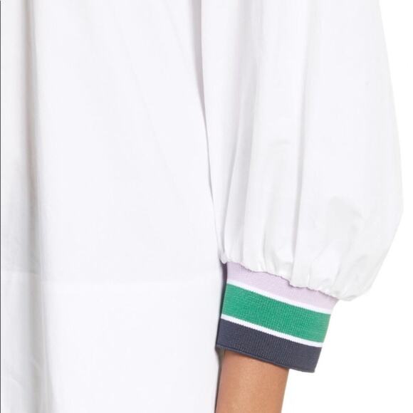 NWT Tibi white tech poplin popover with cutouts and snaps on back - Picture 6 of 12